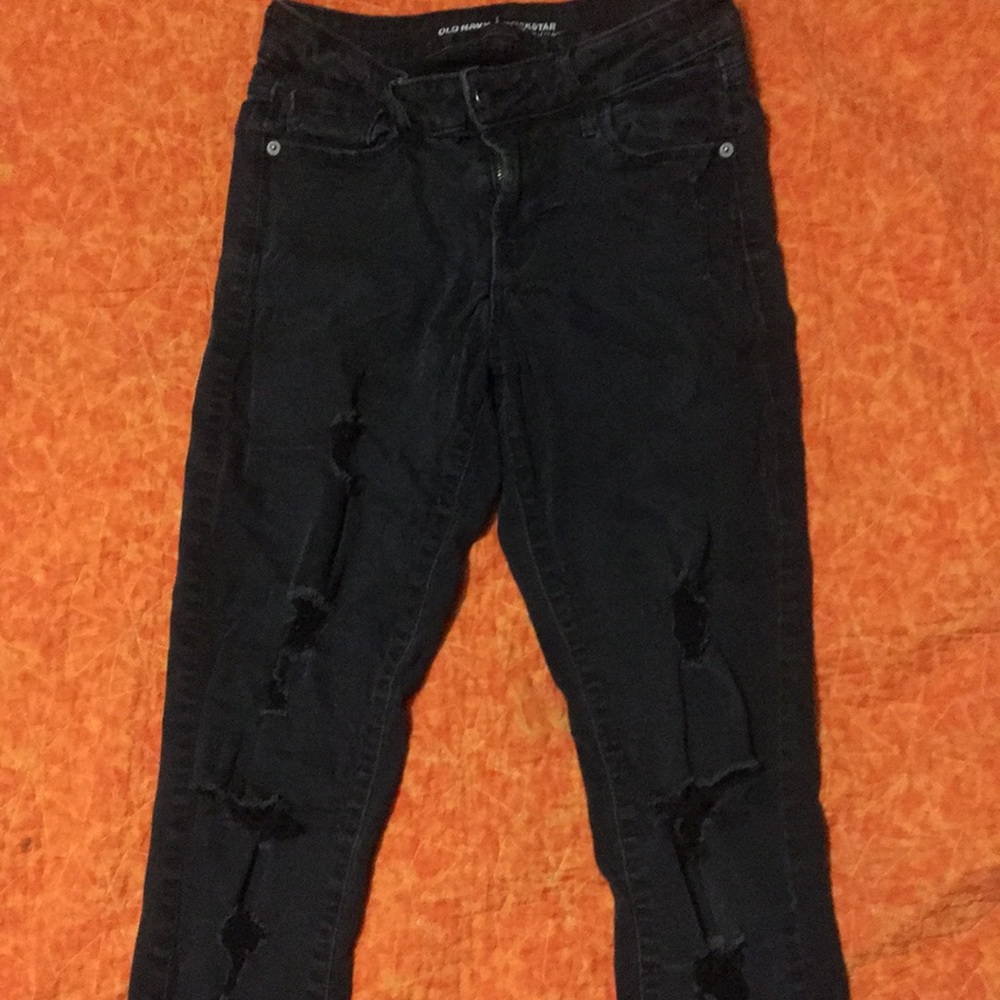 Black stretchy ripped Old Navy jeans.